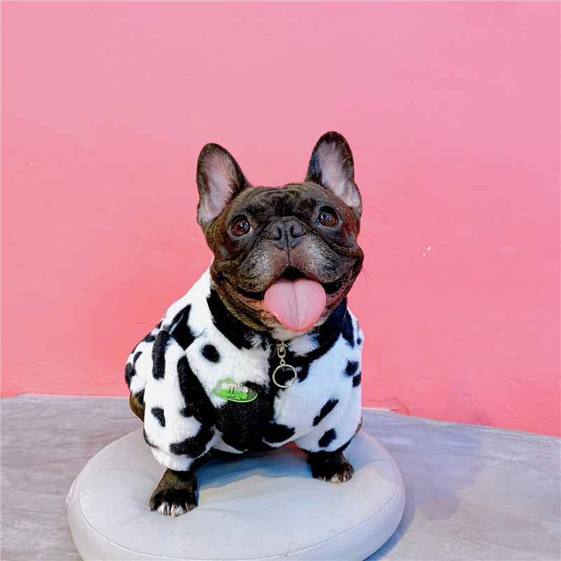 HKM-2224061 Cozy Black and White Rabbit Fur Dog Coat for Autumn and Winter - Small to XXL