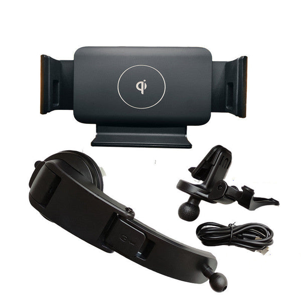 HKM-222483 Wireless Car Charger with Suction and Ventilation Brackets for Qi-Enabled Devices - Universal Compatibility, 10W Output, 8mm Load Distance