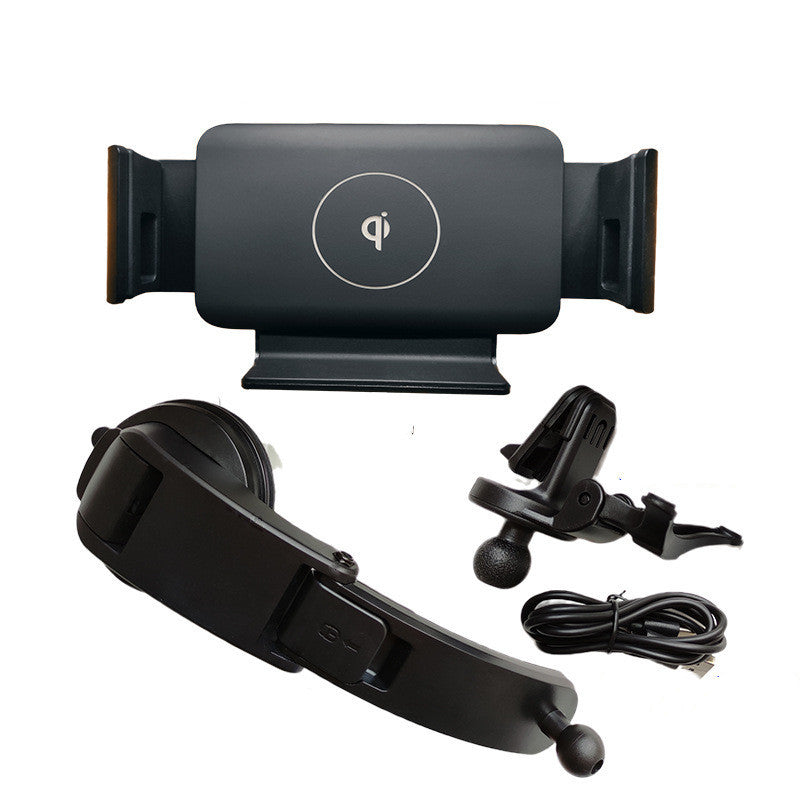 HKM-222483 Wireless Car Charger with Suction and Ventilation Brackets for Qi-Enabled Devices - Universal Compatibility, 10W Output, 8mm Load Distance
