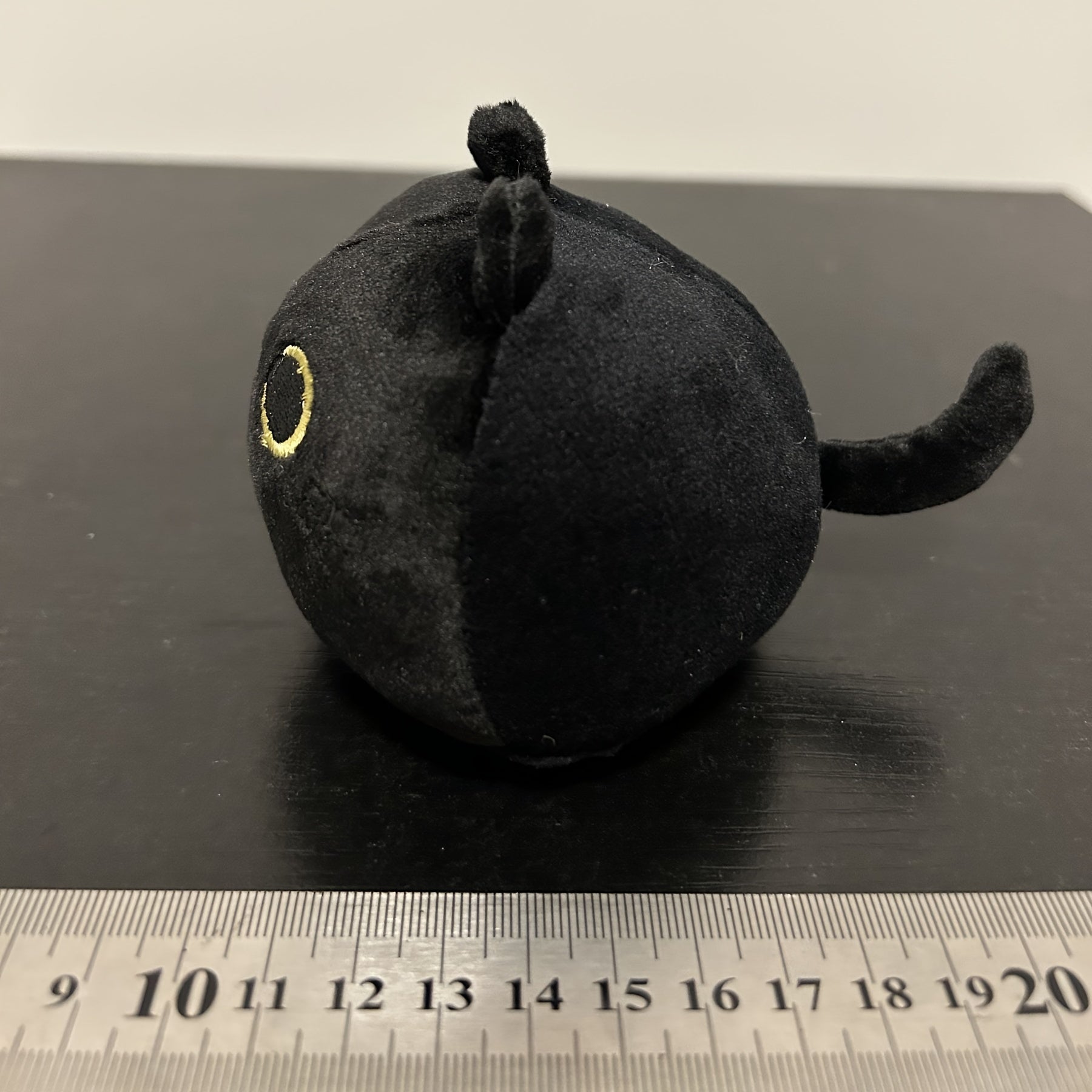 HKM-2224957 Fluffy Black Cat Plush Toy - Soft Stuffed Animal Cushion for Kids and Home Decor