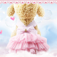 HKM-2225853 Pet Fashion Striped Suspender Skirt in Pink and Cyan, Cotton Material, Multiple Sizes Available