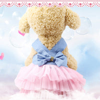 HKM-2225853 Pet Fashion Striped Suspender Skirt in Pink and Cyan, Cotton Material, Multiple Sizes Available