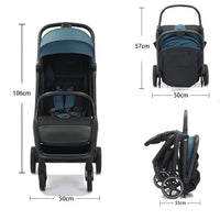 HKM-222611 Ergonomic Double Stroller with Sunshade and Travel Bag in Dark and Light Grey