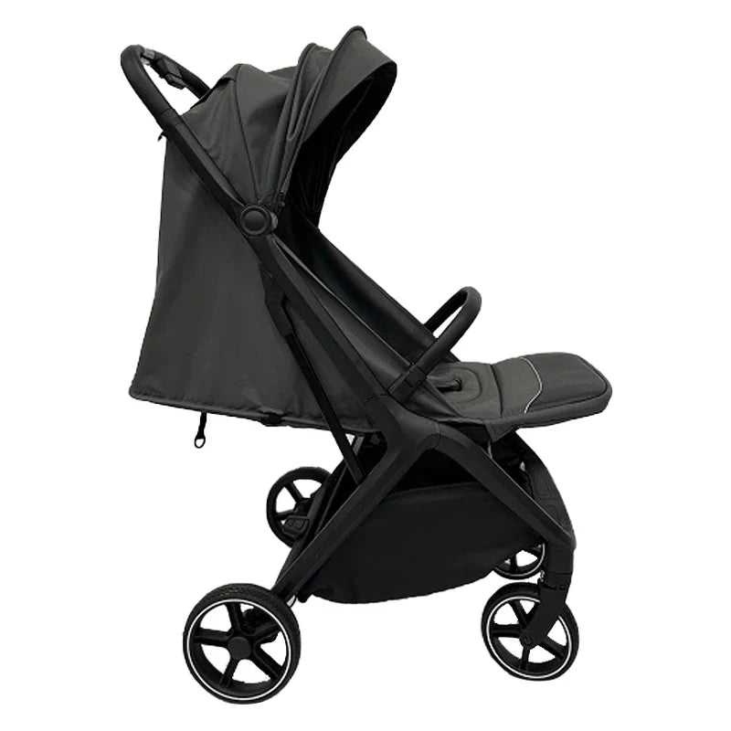 HKM-222611 Ergonomic Double Stroller with Sunshade and Travel Bag in Dark and Light Grey