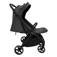 HKM-222611 Ergonomic Double Stroller with Sunshade and Travel Bag in Dark and Light Grey