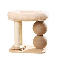 HKM-2226749 Double Column Cat Grasping Ball Nest - Pine Material, Available in Summer Mat & Sisal Styles