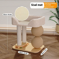 HKM-2226749 Double Column Cat Grasping Ball Nest - Pine Material, Available in Summer Mat & Sisal Styles