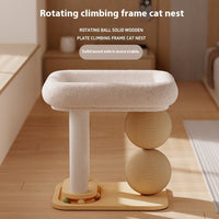 HKM-2226749 Double Column Cat Grasping Ball Nest - Pine Material, Available in Summer Mat & Sisal Styles