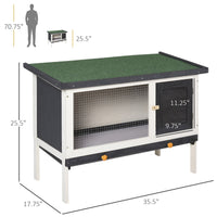 HKM-2227133 Wooden Rabbit Hutch with Removable Tray and Openable Roof for Small Pets