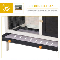 HKM-2227133 Wooden Rabbit Hutch with Removable Tray and Openable Roof for Small Pets
