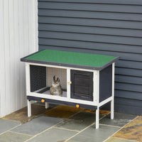 HKM-2227133 Wooden Rabbit Hutch with Removable Tray and Openable Roof for Small Pets