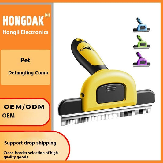 HKM-2229053 Pet Hair Removal Knot Untying Comb for Dogs - Plastic & Stainless Steel Tool