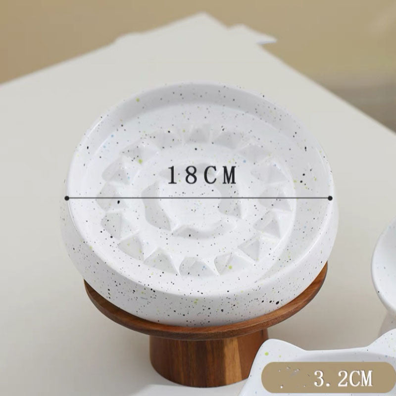 HKM-2229437 Elevated Cat Ceramic Slow Food Bowl with Neck Guard - Various Styles Available