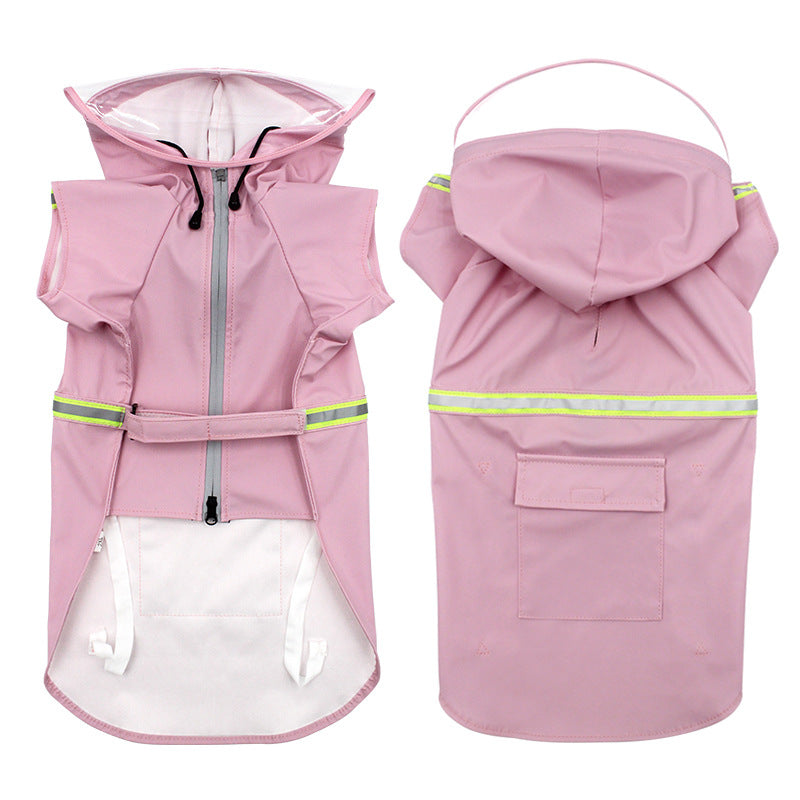 HKM-2229821 Hooded Windproof and Reflective Raincoat for Pets - Casual Style in Yellow, Blue, Pink, and Orange