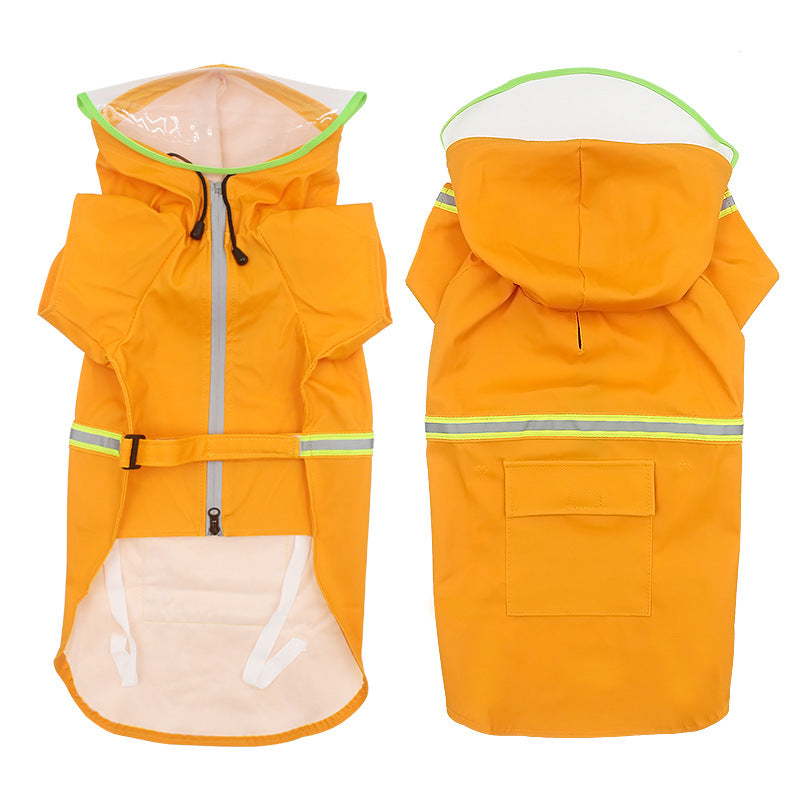 HKM-2229821 Hooded Windproof and Reflective Raincoat for Pets - Casual Style in Yellow, Blue, Pink, and Orange