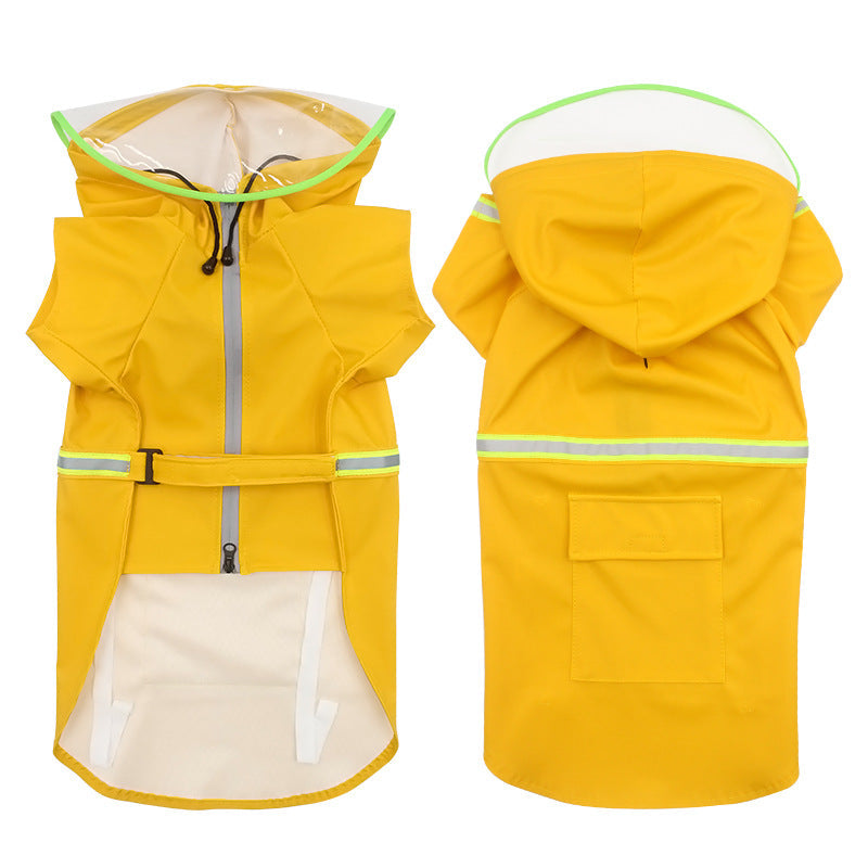 HKM-2229821 Hooded Windproof and Reflective Raincoat for Pets - Casual Style in Yellow, Blue, Pink, and Orange