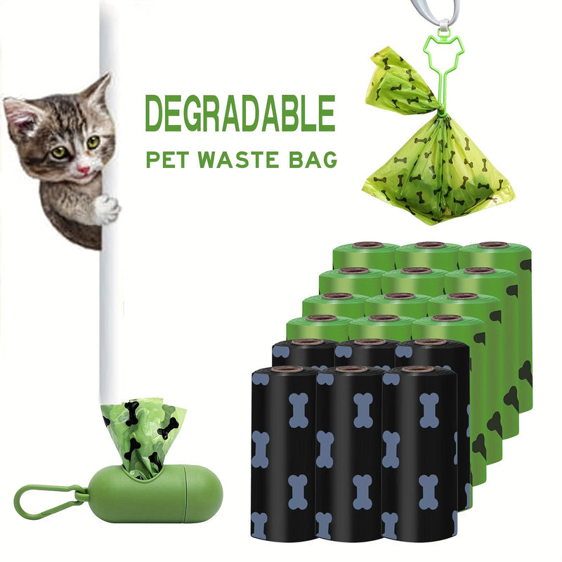 HKM-2230717 Biodegradable Dog Waste Bags with Dispenser - Thick and Leak-Proof Poop Bags for Pet Clean-Up, 15 Count Per Roll