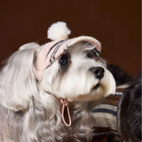 HKM-2230845 Striped Acrylic Fur Ball Hat for Dogs - Pink and Coffee, Sizes Small to Large