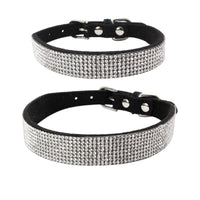 HKM-2231229 Rhinestone Studded Microfiber Dog Collar - Adjustable & Durable Pet Accessory