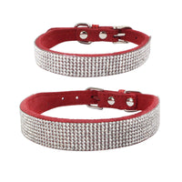 HKM-2231229 Rhinestone Studded Microfiber Dog Collar - Adjustable & Durable Pet Accessory