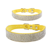 HKM-2231229 Rhinestone Studded Microfiber Dog Collar - Adjustable & Durable Pet Accessory
