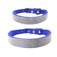 HKM-2231229 Rhinestone Studded Microfiber Dog Collar - Adjustable & Durable Pet Accessory