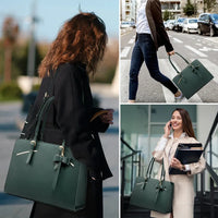 HKM-223123 Modern Waterproof PU Leather Laptop Tote Bag for Women, Fits 15.6 Inch Computers, Ideal for Business and Office Use
