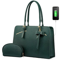 HKM-223123 Modern Waterproof PU Leather Laptop Tote Bag for Women, Fits 15.6 Inch Computers, Ideal for Business and Office Use