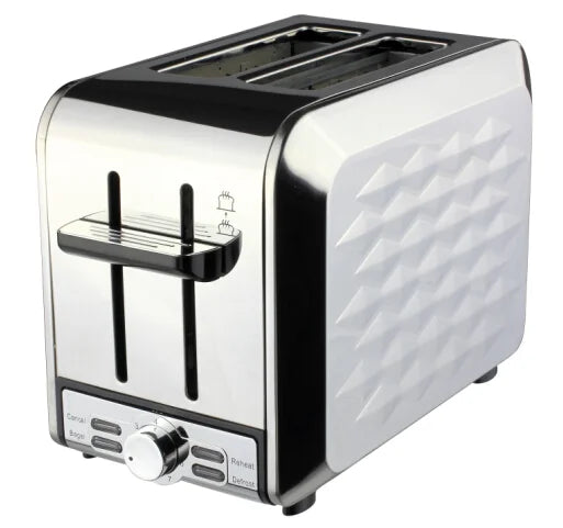 HKM-223315 850W Stainless Steel 2-Slice Toaster with Wide Slots and Multi-Function Settings