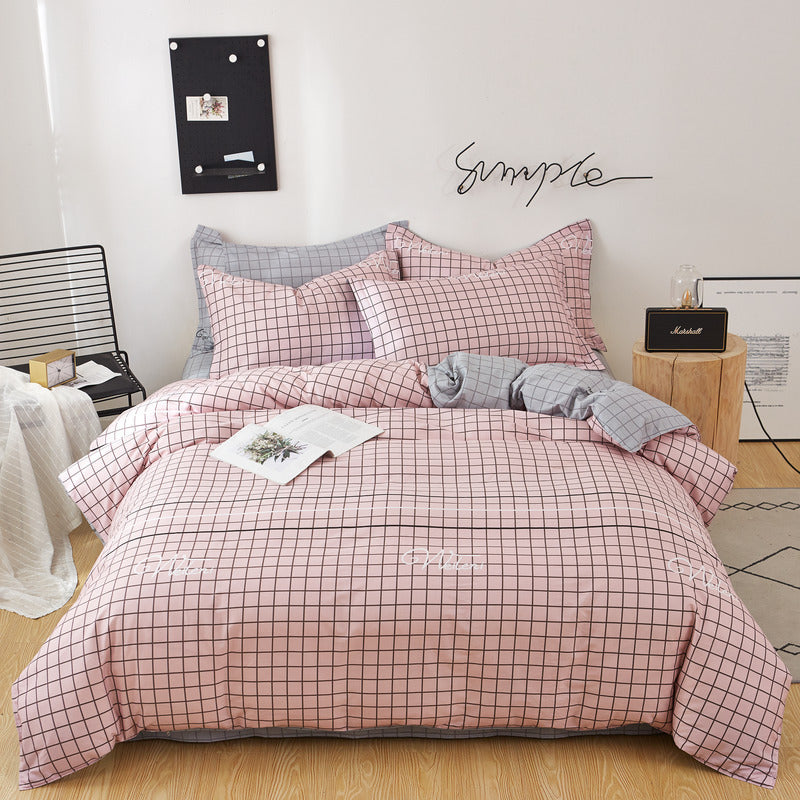 HKM-223379 Cotton Twill Three or Four-Piece Bedding Set with Plant Flower Pattern