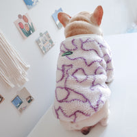 HKM-223379 Thickened Fleece Dog Coat for Autumn and Winter - Purple, Sizes S to XL