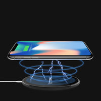 HKM-223443 Ultra-Thin Tempered Glass Panel Wireless Charger with Smart Overcurrent and Over-Temperature Protection
