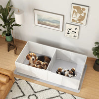 HKM-2234685 Whelping Box for Large Dogs with Waterproof Pad and Adjustable Entrance Door