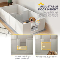 HKM-2234685 Whelping Box for Large Dogs with Waterproof Pad and Adjustable Entrance Door
