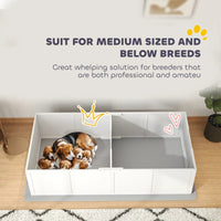 HKM-2234685 Whelping Box for Large Dogs with Waterproof Pad and Adjustable Entrance Door