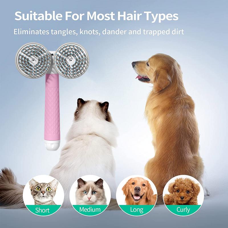 HKM-2234813 Double-Headed Negative Ion Pet Brush for Cats and Dogs with Self-Cleaning Feature
