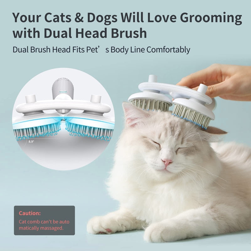 HKM-2234813 Double-Headed Negative Ion Pet Brush for Cats and Dogs with Self-Cleaning Feature