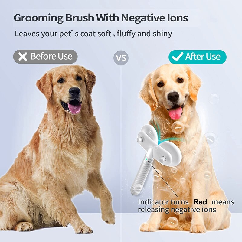 HKM-2234813 Double-Headed Negative Ion Pet Brush for Cats and Dogs with Self-Cleaning Feature