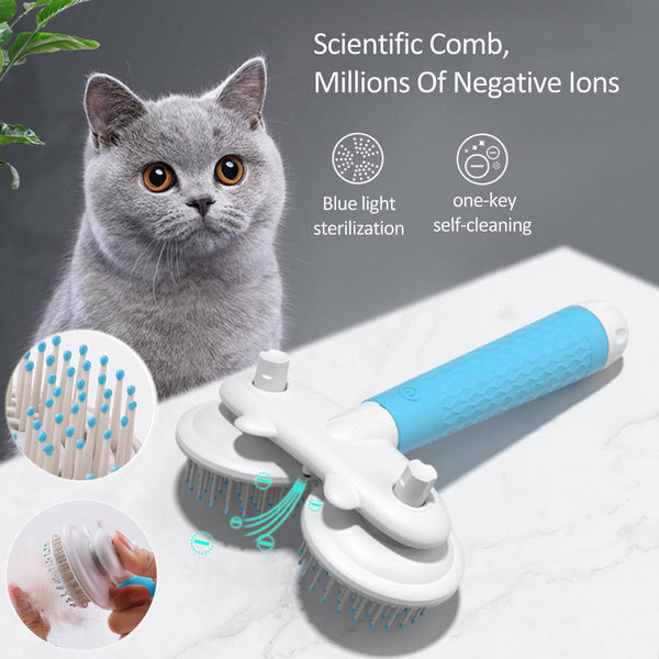 HKM-2234813 Double-Headed Negative Ion Pet Brush for Cats and Dogs with Self-Cleaning Feature