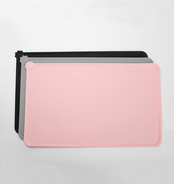 HKM-2235197 Waterproof Non-Slip Silicone Pet Bowl Mat - 48x30cm in Gray, Pink, or Black