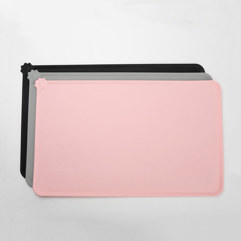 HKM-2235197 Waterproof Non-Slip Silicone Pet Bowl Mat - 48x30cm in Gray, Pink, or Black