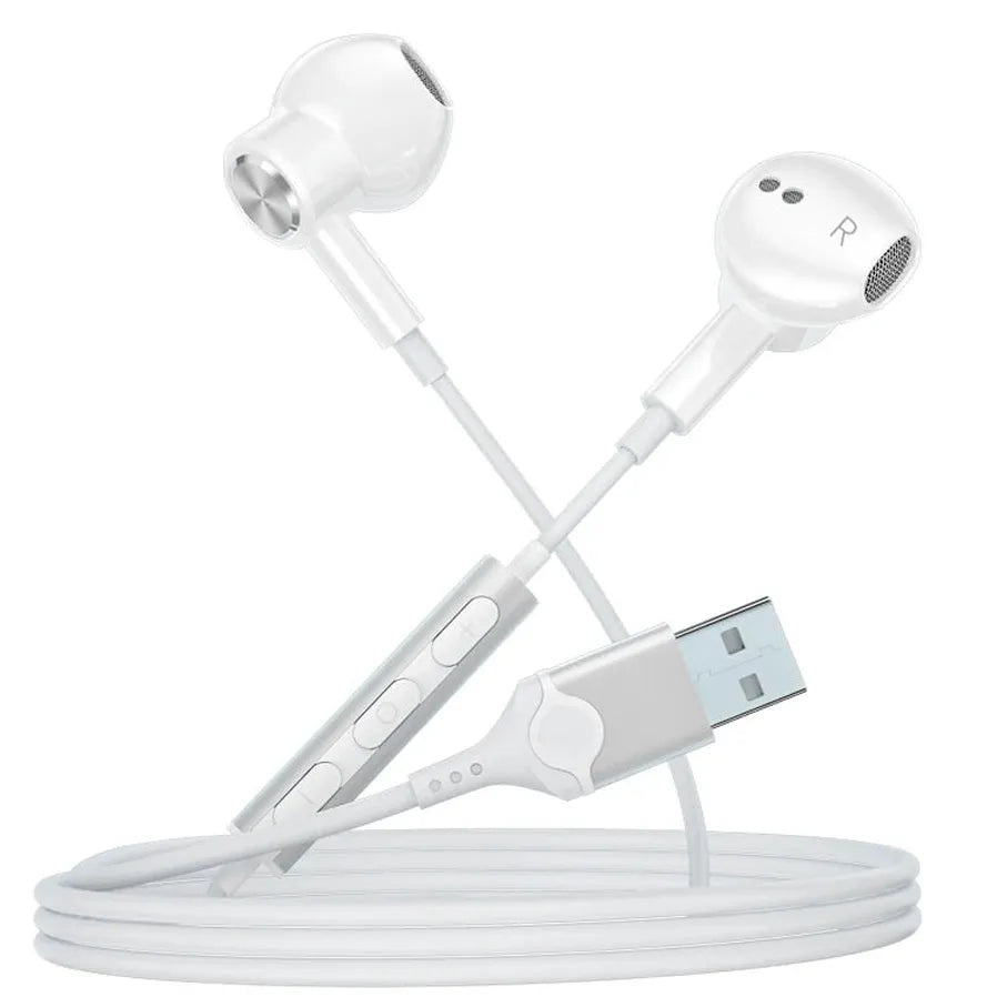 HKM-223571 Wired In-Ear Headphones with Microphone and Volume Control for Gaming and Computer Use, 2.3m Cable, Noise Cancelling