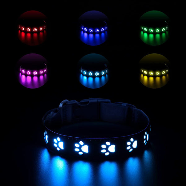 HKM-2236989 7-Color LED Luminous Collar for Pets - USB Rechargeable Polyester Design