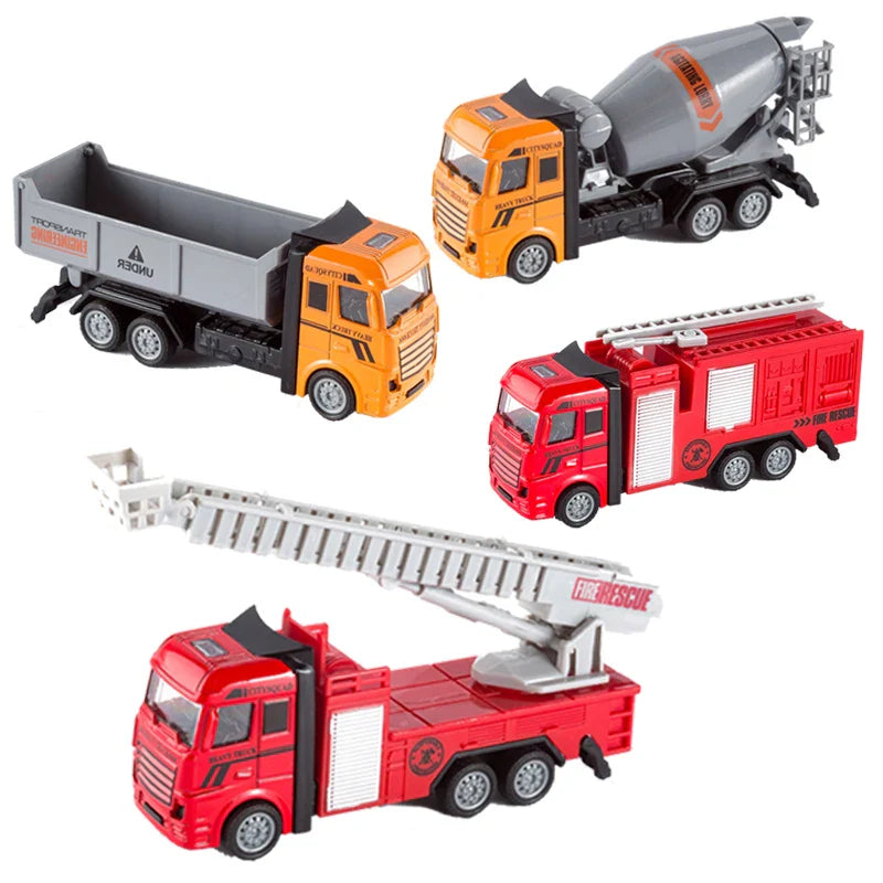 HKM-223827 Diecast Alloy Pull Back Fire Truck Model for Children Ages 2 and Up