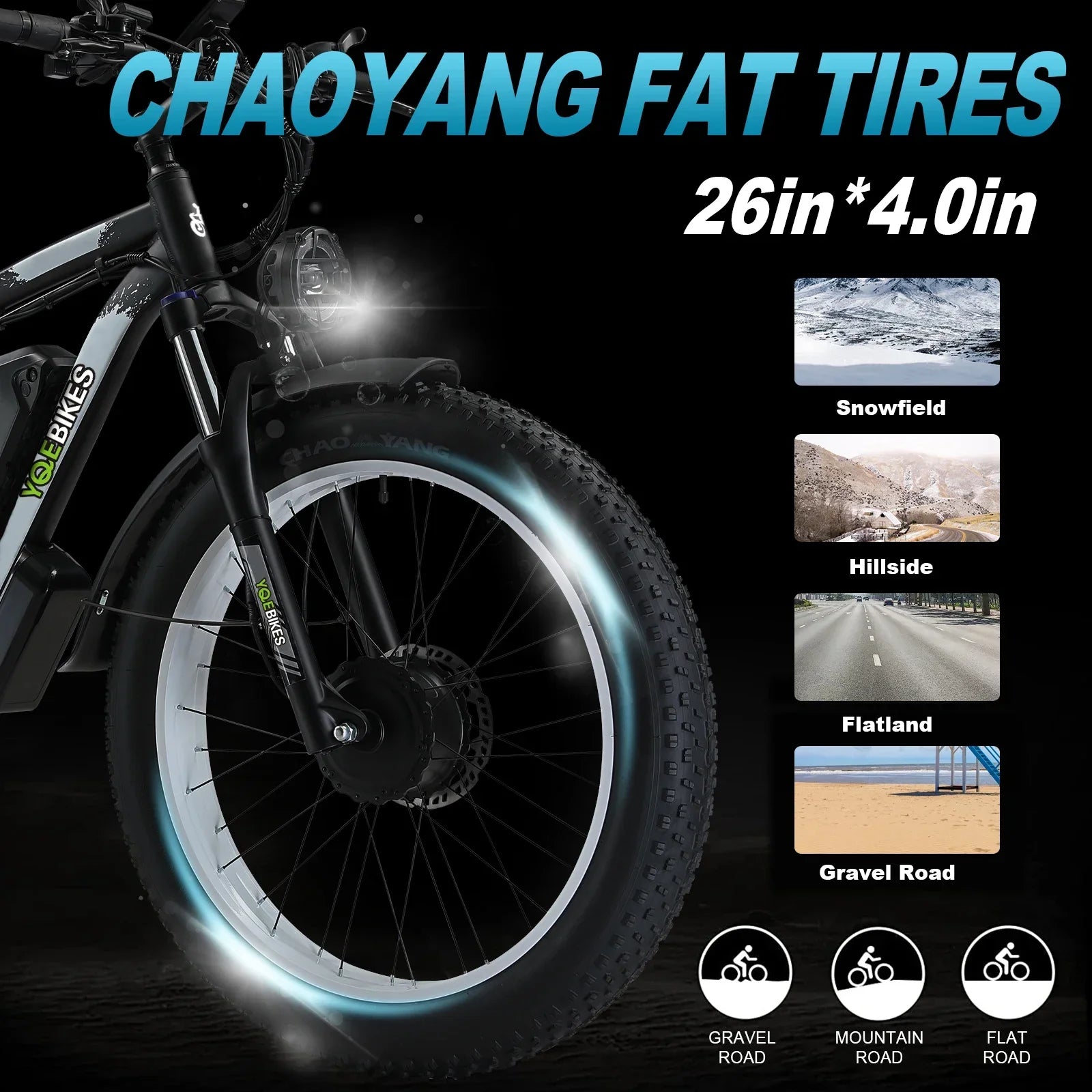 HKM-223891 2000W Fat Tire Electric Mountain Bike with Dual Drive and Hydraulic Brakes, 21-Speed, 48V 20Ah Battery, 26" Wheels