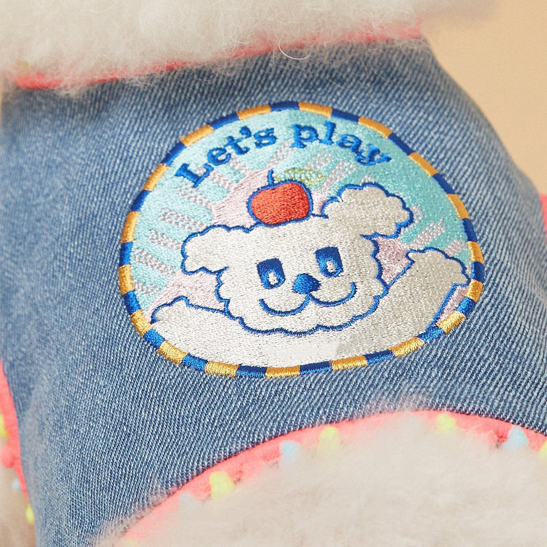 HKM-2239549 Korean Style Dark Denim Chest Strap with Puppy Embroidery for All Seasons