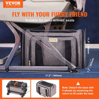 HKM-2241213 Rolling Pet Carrier with Wheels, Airline Approved, Comfortable Design, for Pets Under 25 lbs, Includes Folding Bowl, Grey