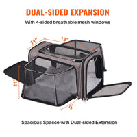 HKM-2241213 Rolling Pet Carrier with Wheels, Airline Approved, Comfortable Design, for Pets Under 25 lbs, Includes Folding Bowl, Grey