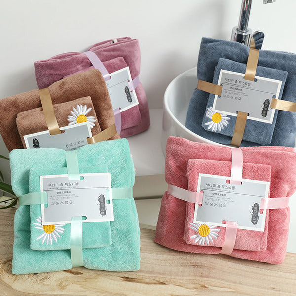 HKM-224147 Coral Fleece Thick Bath Towel with Strong Water Absorption - 70 x 140 cm in Pink, Green, Blue, Brown, or Purple