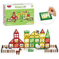 HKM-224211 80-Piece Magnetic Tile Learning Set for Kids - STEM Building Blocks and Window Art Supplies